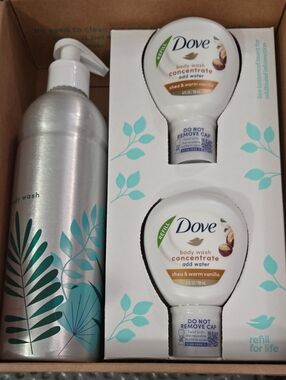NIB Dove Shea & Warm Vanilla Concentrate Body Wash Refill Kit